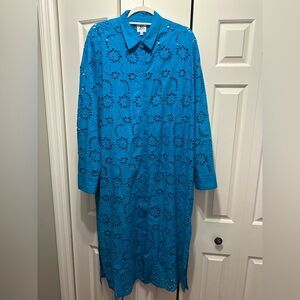 DRA LA: Long, Button Down Lace Turquoise Dress : Sz Large